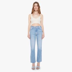 MOTHER Light Blue Flare Jeans the hustler ankle fray Euc size 27
